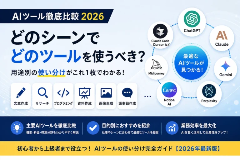AIツール徹底比較2026｜用途別の使い分けガイド